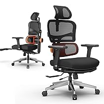 Newtral NT002 Sedia Ufficio Ergonomica Lombare con Poggiapiedi, Sedia Scrivania Poltrona con Bracciolo Poggiatesta Regolabile, Ergonomic Office Chair Oscillazione 96-136° (NT002 con Poggiapiedi, Nero)