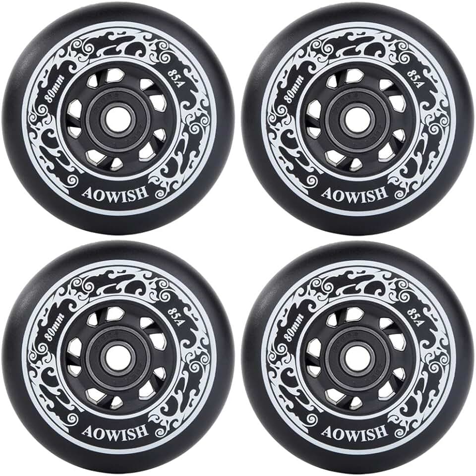 Pacote com 4 rodas de skate em linha, fórmula de asfalto, 85A, rodas de substituição com rolamentos ABEC-9 e espaçadores flutuantes