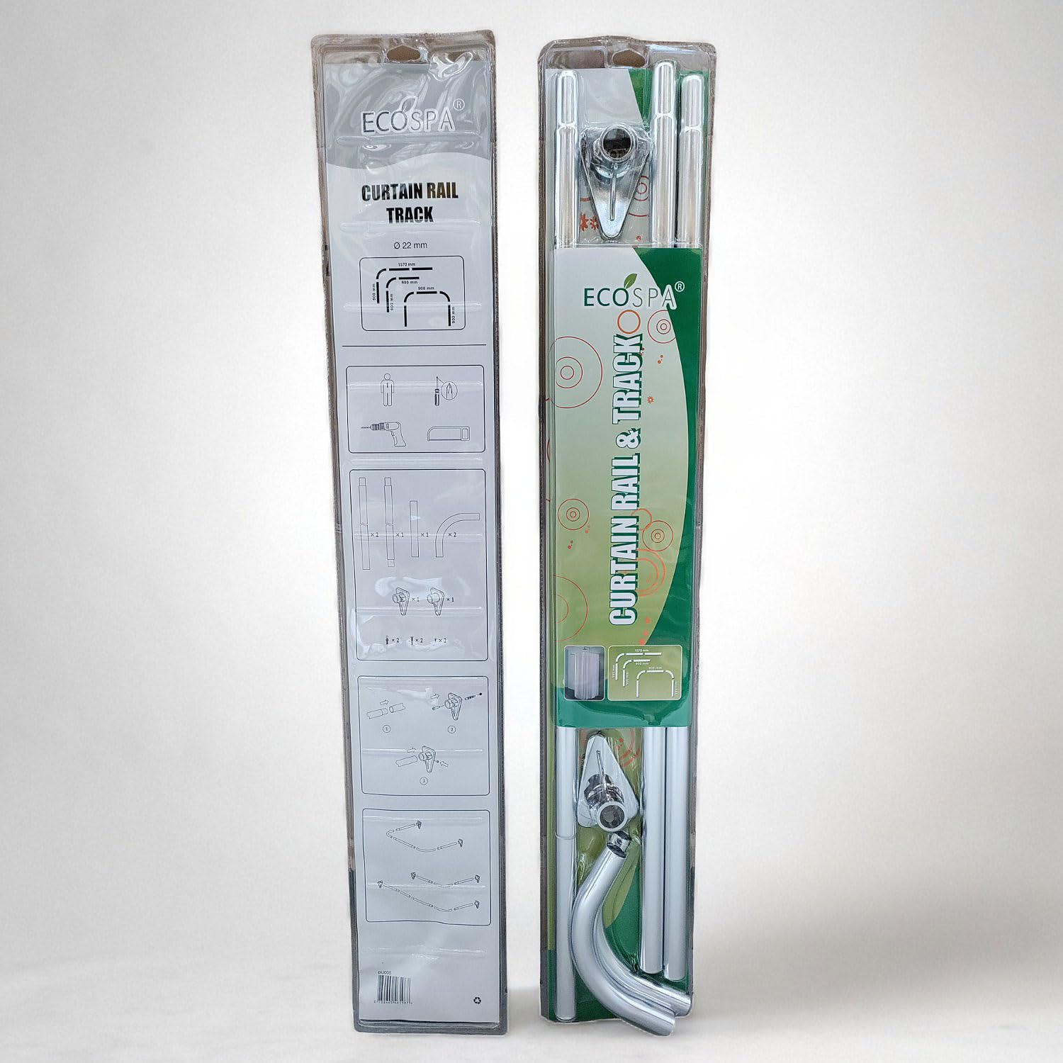 ECOSPA Multi Use Bathroom Shower Curtain Pole Kit for L SHAPE or U SHAPED Showers, Chrome