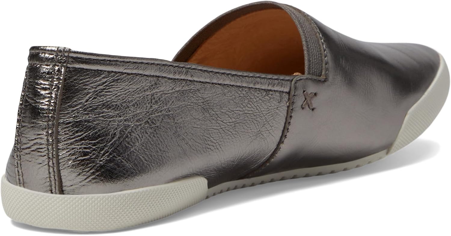 Frye Melanie Slip On Shoes for Women Crafted from Premium Leather with White Rubber Toe Bumpers and Soles, Leather Lining, and Removable Footbeds 1 Outsole 7 Dark Pewter