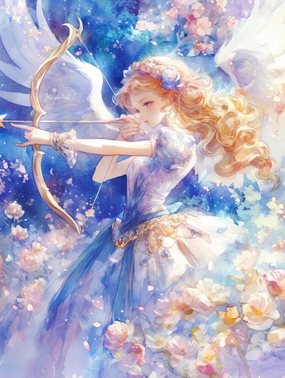 RKFLGEW 14CT Cross-Stitch Counted Kits Anime Angel Girl Cross Stitch Kits Embroidery Starter Set for Beginners DIY Home Decoration 40x50cm