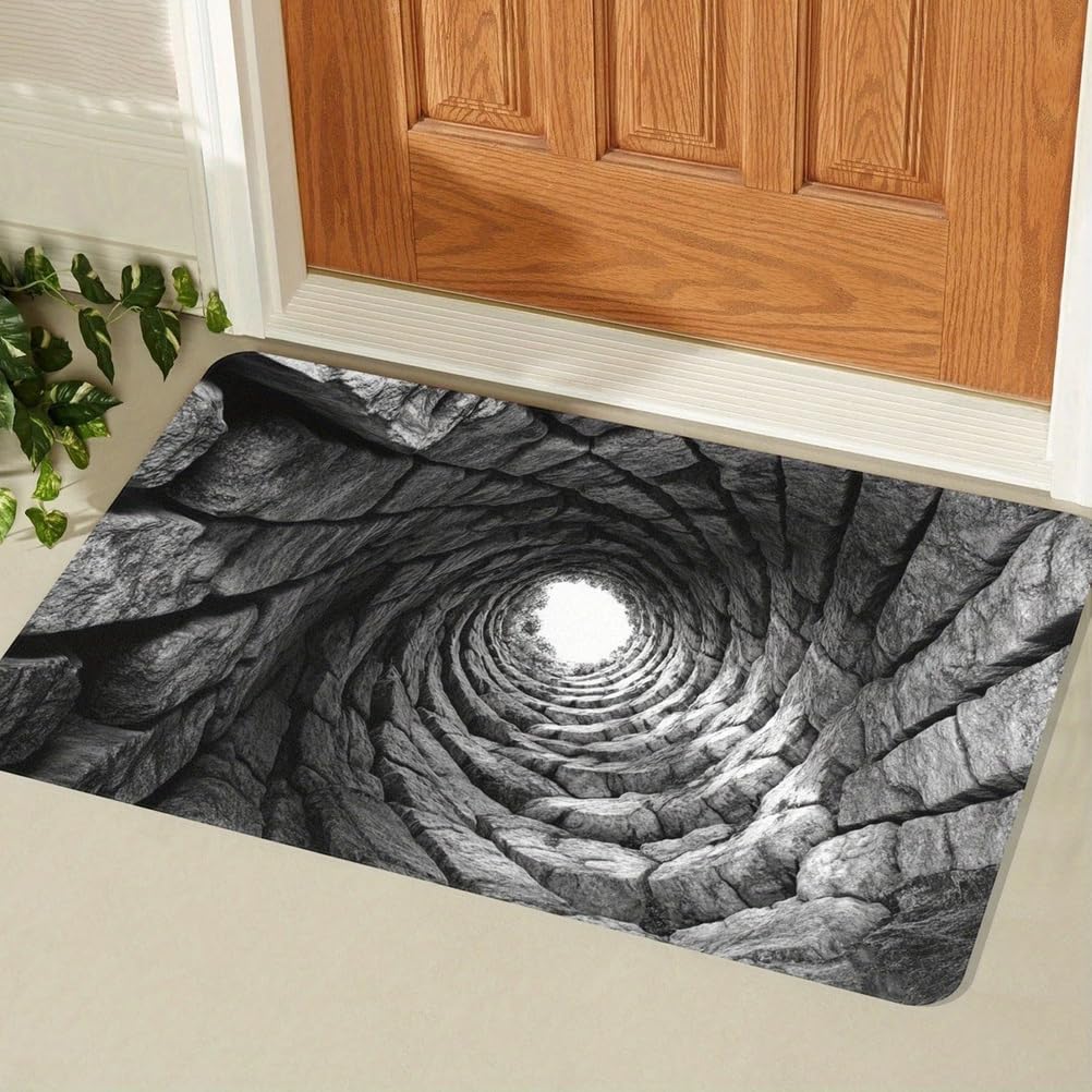 Tapis effet 3D relief visuel et envers antidérapant pour le sol