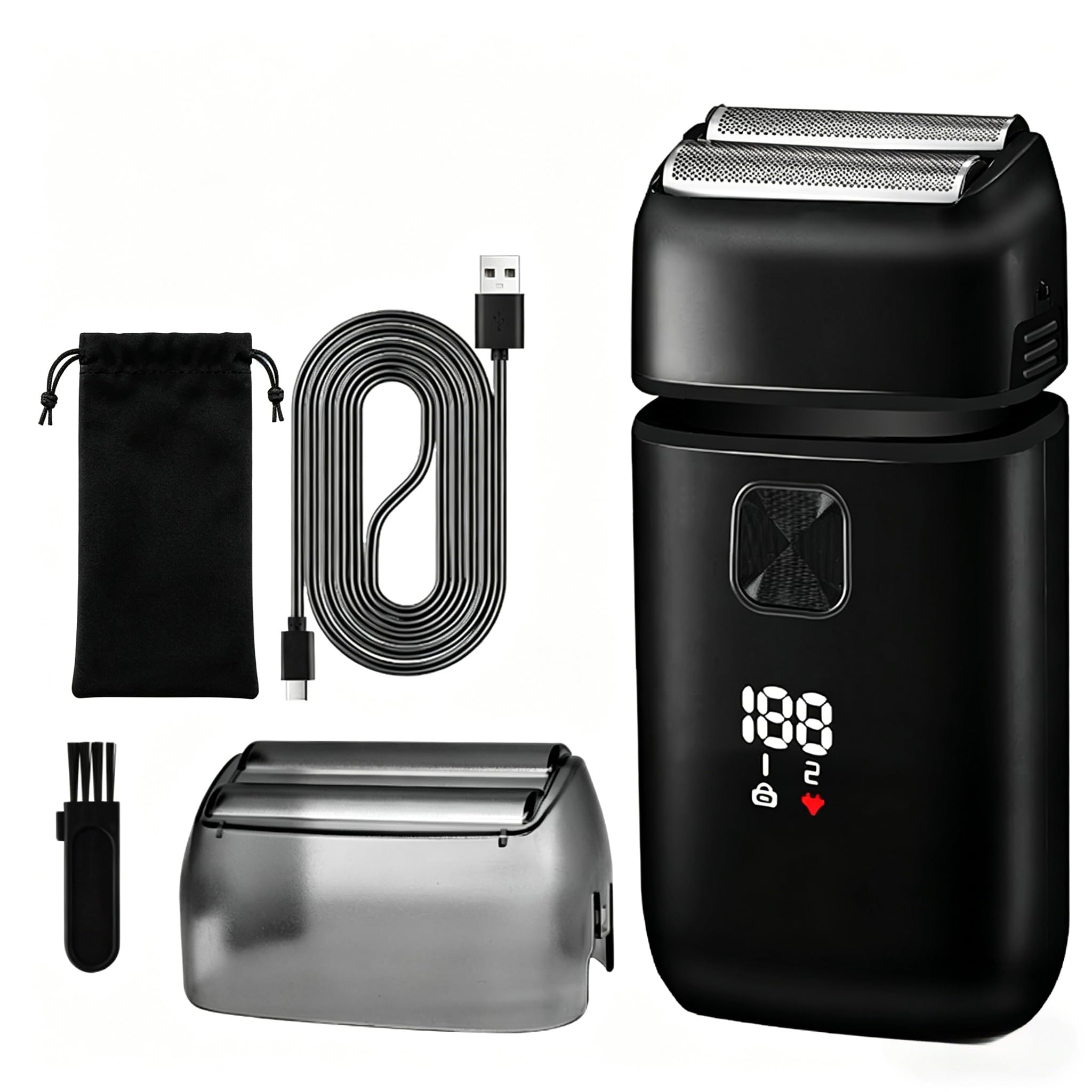 Professional Cordless Reciprocating Electric Shaver for Men Foil Shaver with Beard & Bald Head Precision Trimmer LED Facial Grooming Kit (Style2)