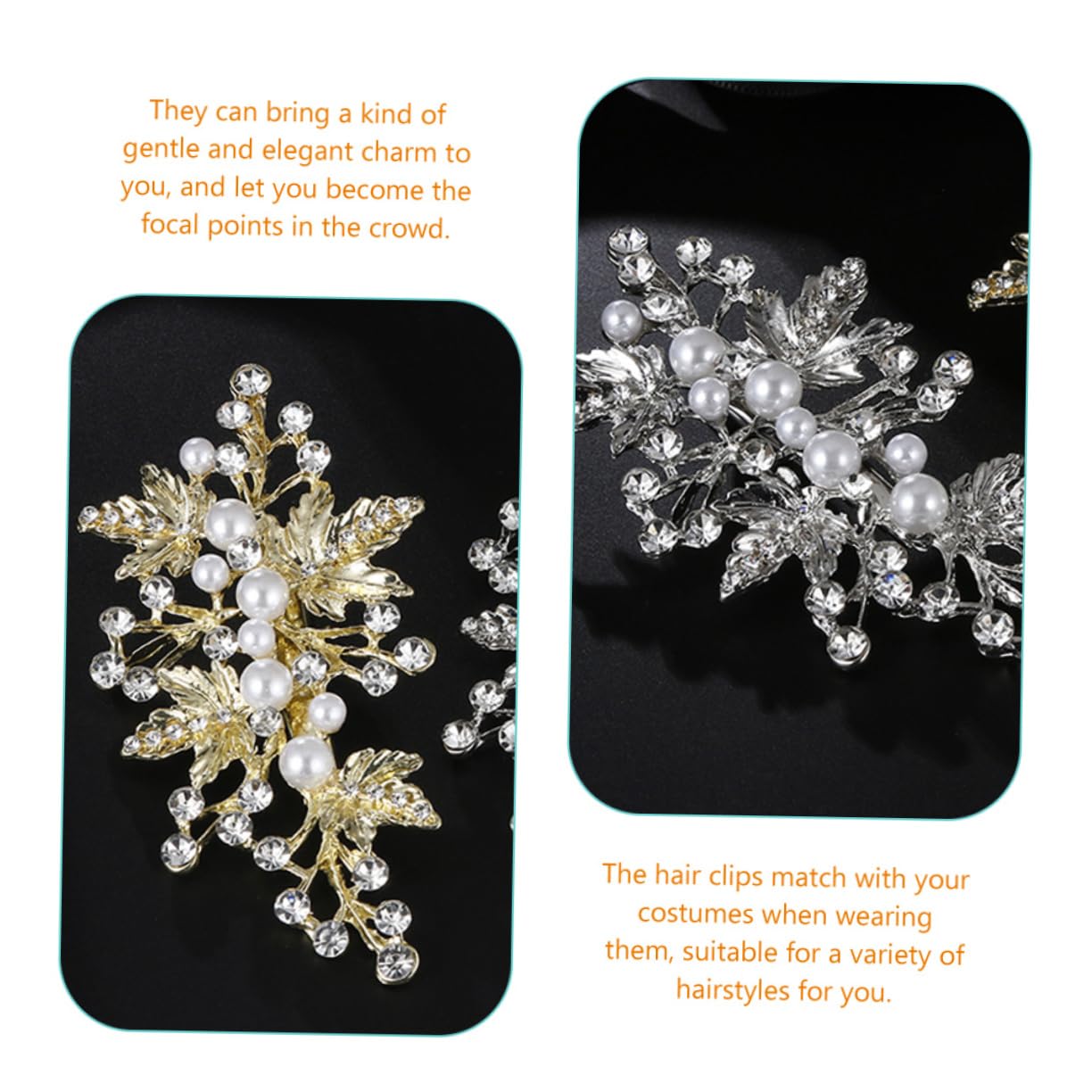 MAGICLULU 10piezas De Pelo Perlas y Diseño De Accesorios De Novia Brillantes Horquillas De Rincón Piedras De Rhinestone Clips De Cabello Elegantes y