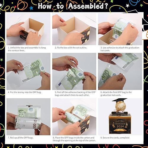 Miniatura 6 de YIFAM Caja de dinero de graduación para regalo en efectivo, divertida caja de dinero para mujeres y hombres, sorpresa, novedoso sombrero de