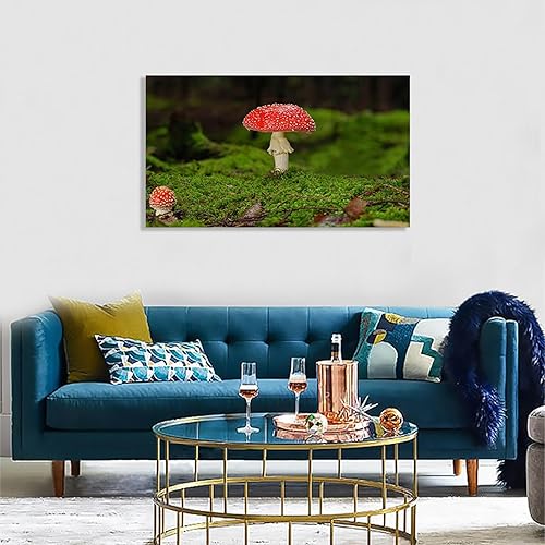 Miniatura 2 de Lienzo de paisaje para pared, pintura de plantas hongo rojo, ilustraciones modernas, naturaleza, paisaje, impresión en lienzo, impresión giclée para