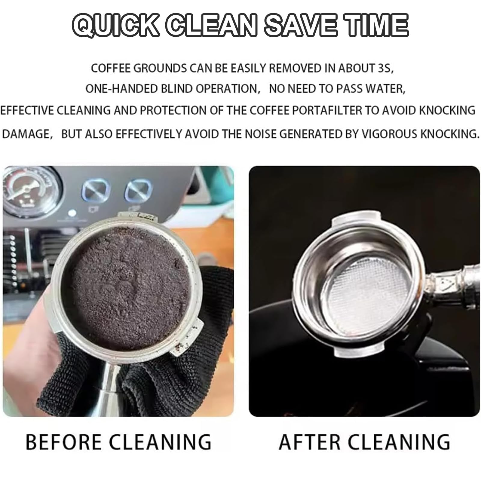 Máquina Automática De Limpieza De Posos De Café, Limpiador De Portafiltro Eléctrico, Rotación De 340 RPM, Limpieza Rápida En 3 S, Cabezales De Cepillo Dobles, con Caja para Posos De Café