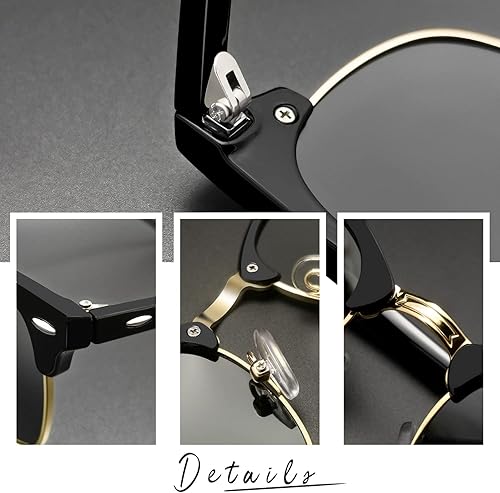 Miniatura 5 de Joopin Lentes de sol vintage de medio marco, polarizados, protección UV, para mujeres y hombres