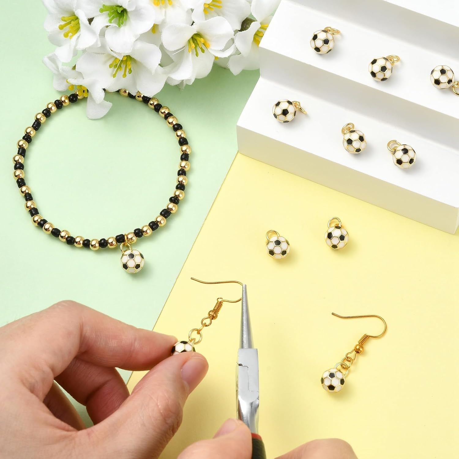 10Pcs 3D Enamel Soccer Charms with Jump Ring Brass Sport Ball Charms for Jewelry Making Necklace Keychain Backpack Crafts - Image 5