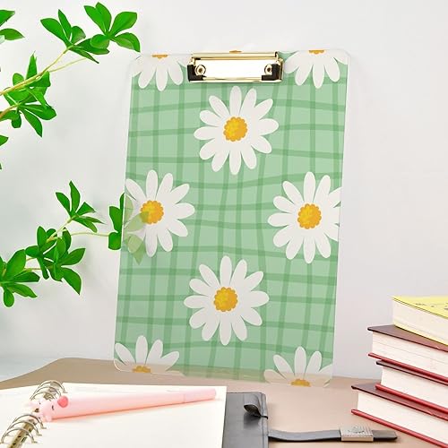 Miniatura 9 de Patrón de margarita en portapapeles dibujado a mano tamaño A4 carta para portapapeles médico conductor de camión dorado 12 x 9 pulgadas