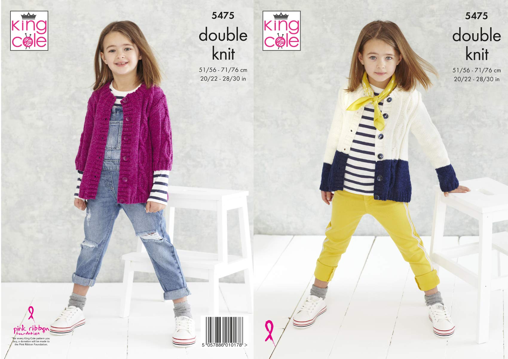 King Cole 5475 Knitting Pattern Childrens Cardigans in Subtle Drifter DK