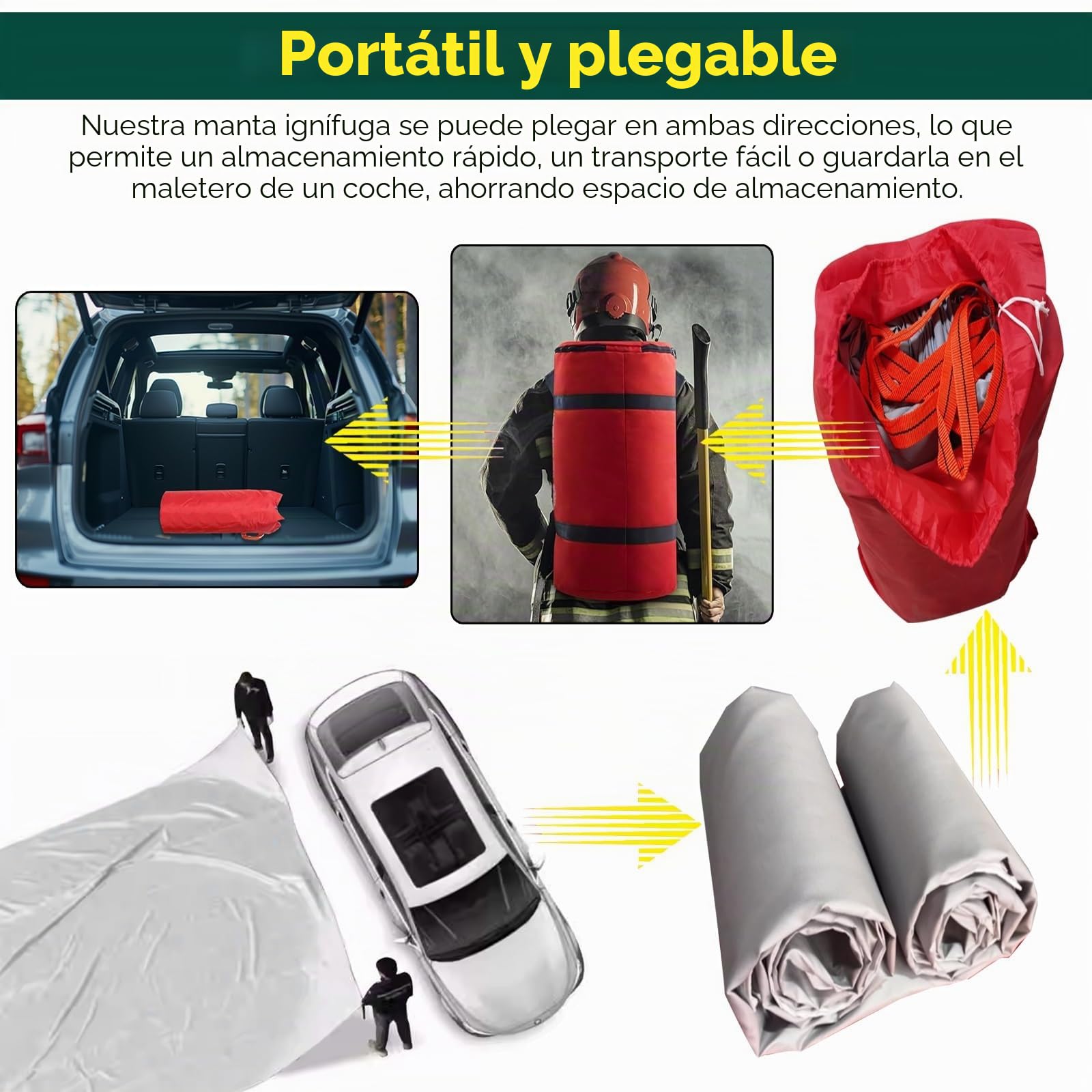 Manta ignífuga para vehículos eléctricos, reutilizable, con bolsa de transporte, ideal para garaje, estación de carga, seguridad de almacén
