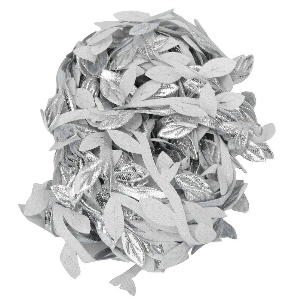 10m Artificial Leaf String Flowers Vine Wall Hanging Silk Flower Garland Wedding Party Decoration Wreath Decorative DIY Craft (Silver)