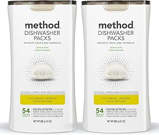Method Dishwasher Detergent Packs, Lemon Mint, 54 count (Pack of 2)