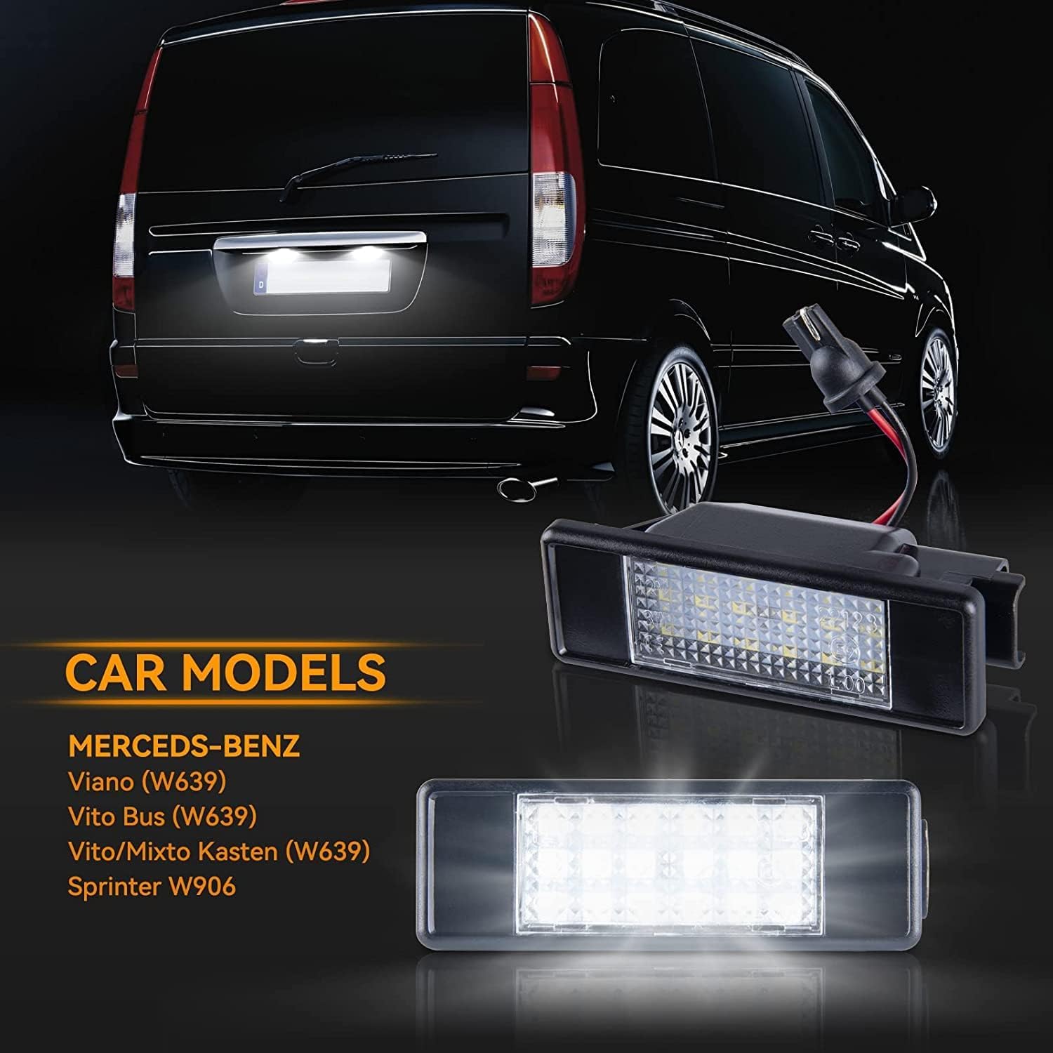 Lampe LED De Plaque D'immatriculation Canbus, 2 Pièces, Pour Mercedes-benz Sprinter W906 VITO W639 VIANO W639 2003 – 2014