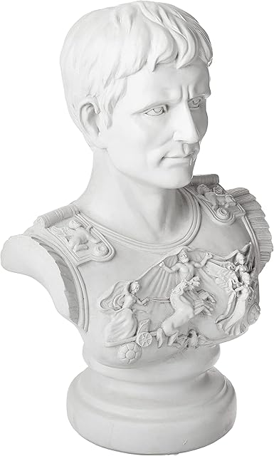 Design Toscano AH250835 Augustus Caesar Primaporta Bust Statue, 46 cm, Polyresin, Antique Stone