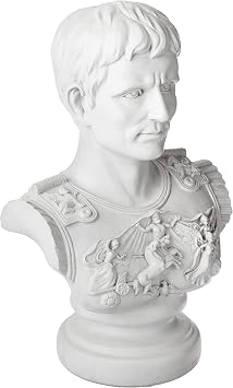 Design Toscano Augustus Caesar Primaporta Bust Statue, Classic Roman Library or Office Decor, 10 Inches Wide, 6 Inches Deep, 18 Inches High, Handcast Polyresin, Antique Stone Finish