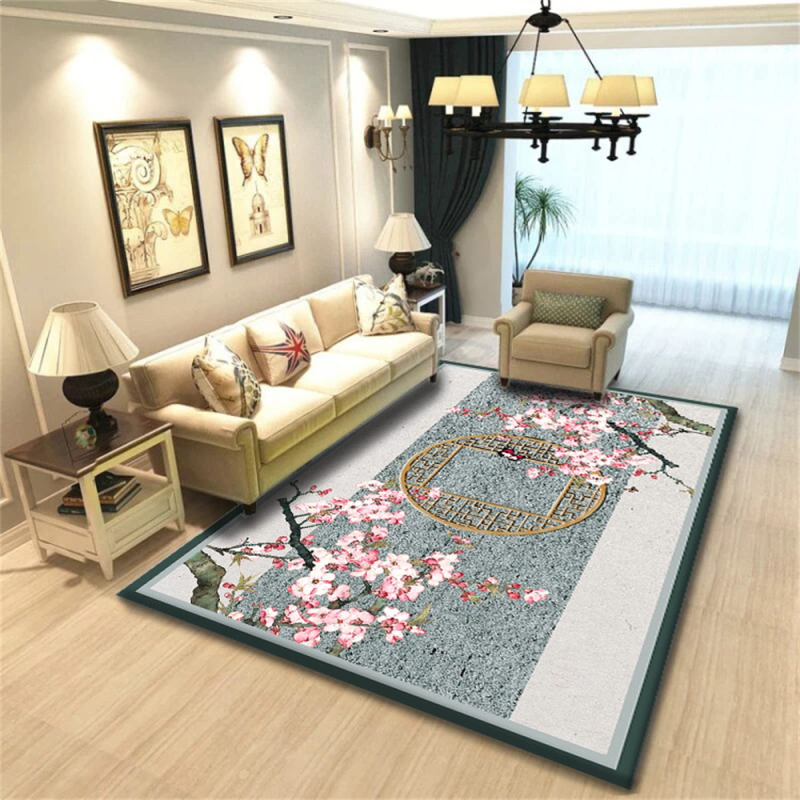Alfombras cocina antideslizante de estilo chino 80x120cm lavable y multicolor