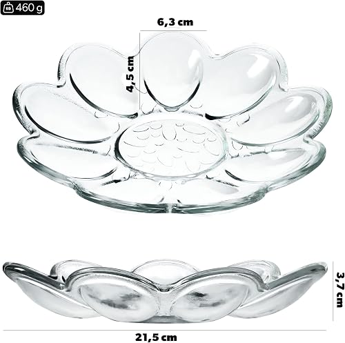 KADAX Glass Serving Platter for Nine Deviled Eggs, Transparent Eggs Holder for Easter Breakfast, Elegant Tray for Boiled Eggs, Decorative Egg Plate - 2