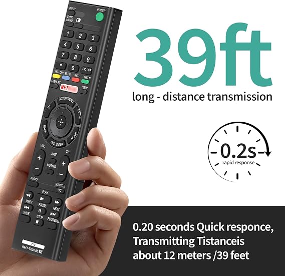 Universal Replacement Remote for Sony tv remote control, Compatible with All Sony Televisions (LCD, LED,), Televisions Remote Control RMT-TX100U- No Setup Required