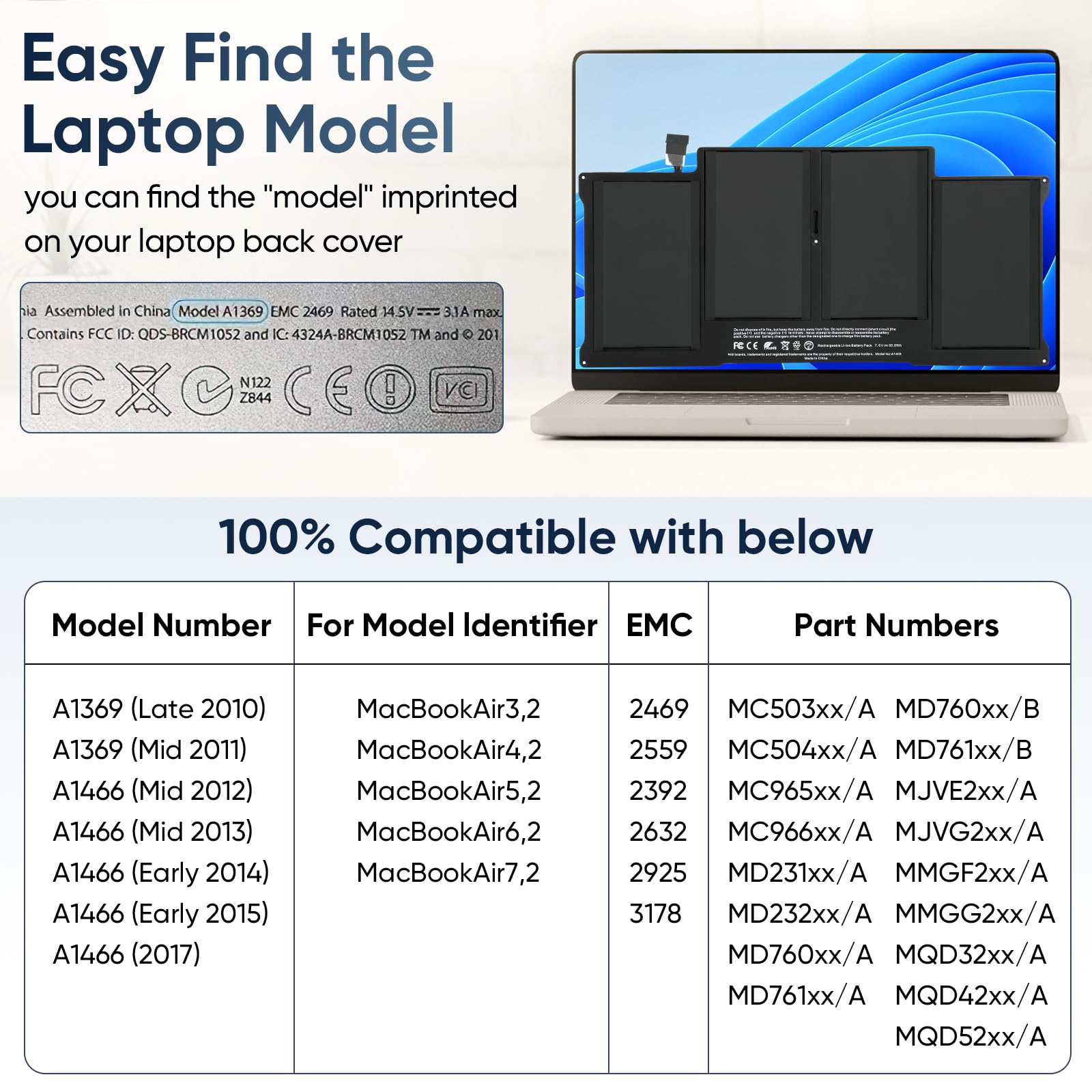 Amazon.com: 8000mAh A1466 Replacement Laptop Battery for MacBook