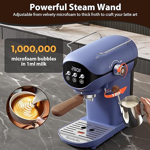 Miniatura 4 de Máquina de café espresso semiautomática de 20 bar 205 Azul