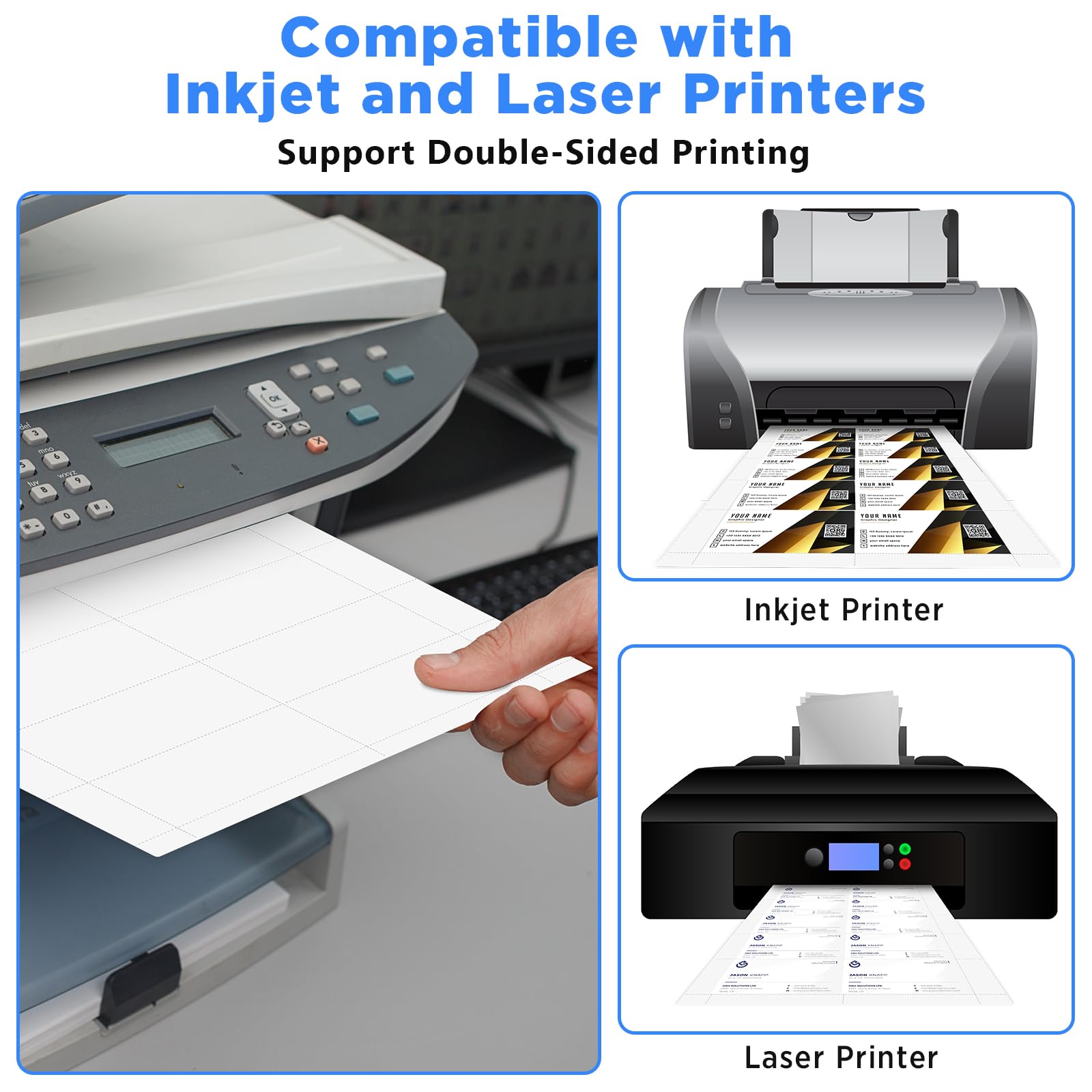 gisgfim 1500 tarjetas de visita en blanco imprimibles de 3.5 x 2 pulgadas, color blanco mate, papel perforado, compatible con impresora láser y de inyección de tinta, impresión de doble cara, peso