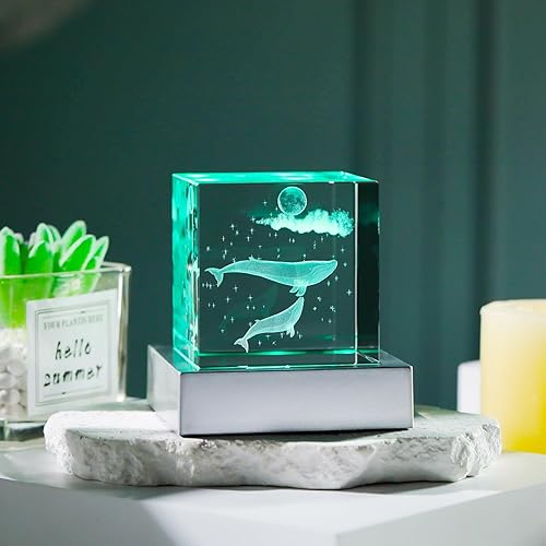 Miniatura 48 de YWHL Regalos de lobo de cristal 3D para hombres y mujeres, figuras de lobo con base de luz para amantes de los animales en cumpleaños Navidad, Lobo