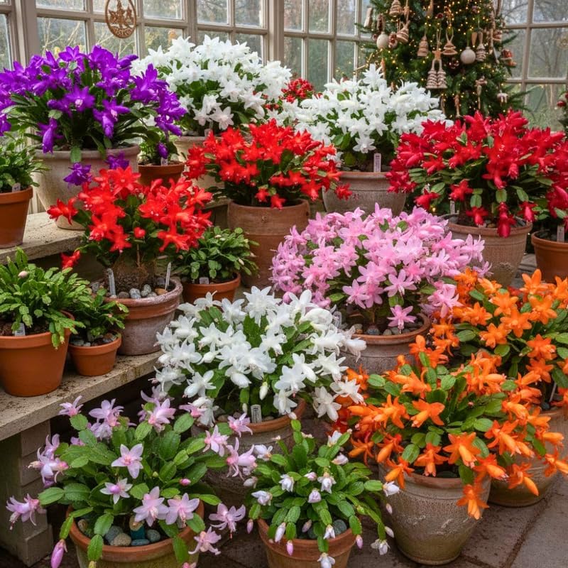 Miniatura 6 de Plantas de cactus de Navidad rosas vivas en maceta de 6 pulgadas, vibrantes flores de cactus de Navidad, planta de cactus perenne, planta suculenta