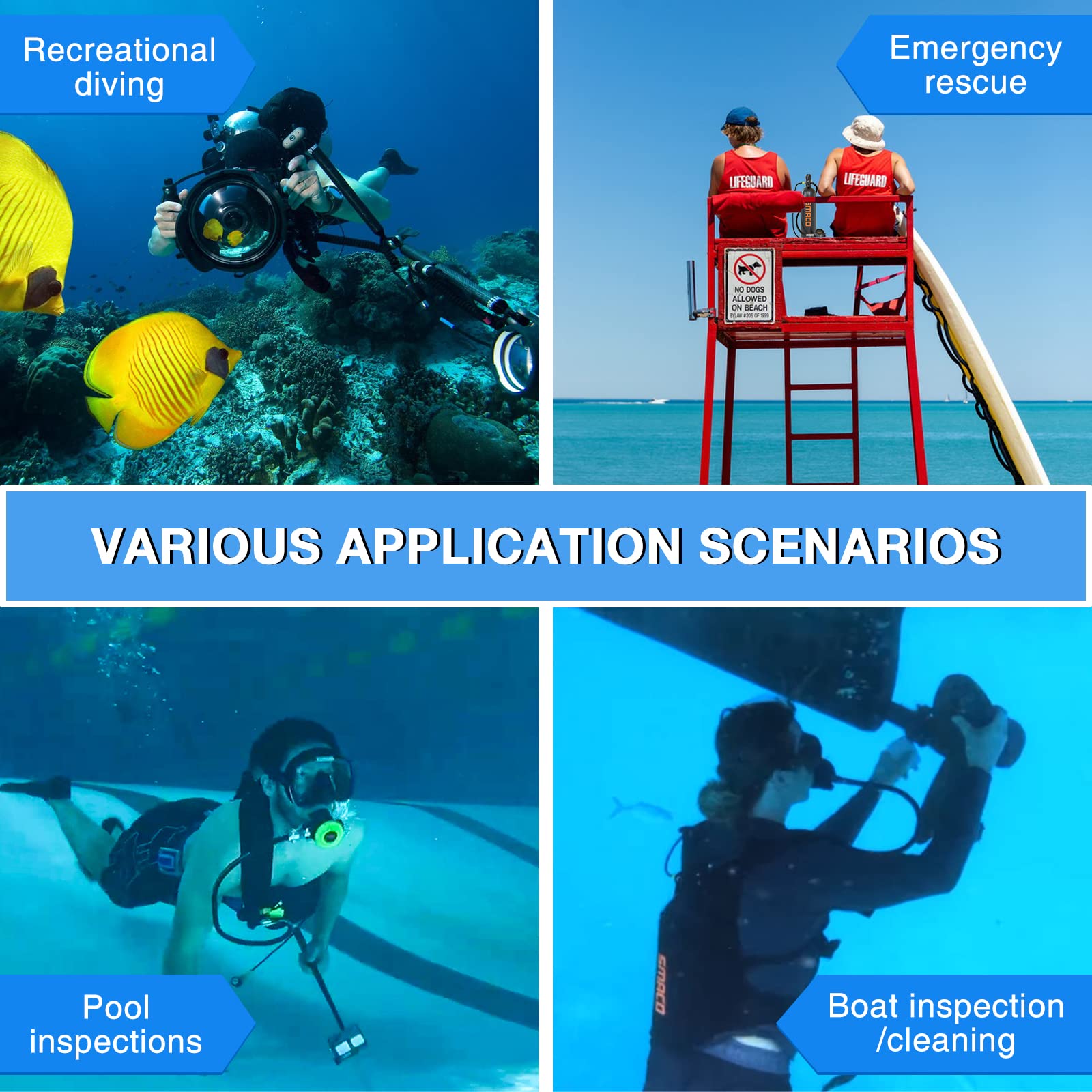 SMACO Mini Botella de Buceo 2 litros Portatil Bombona de Buceo (2 Piezas) Pequeñas Botella Submarinismo Tanque de Buceo Recargable for Viajes Nadar Rescate S700 Plus
