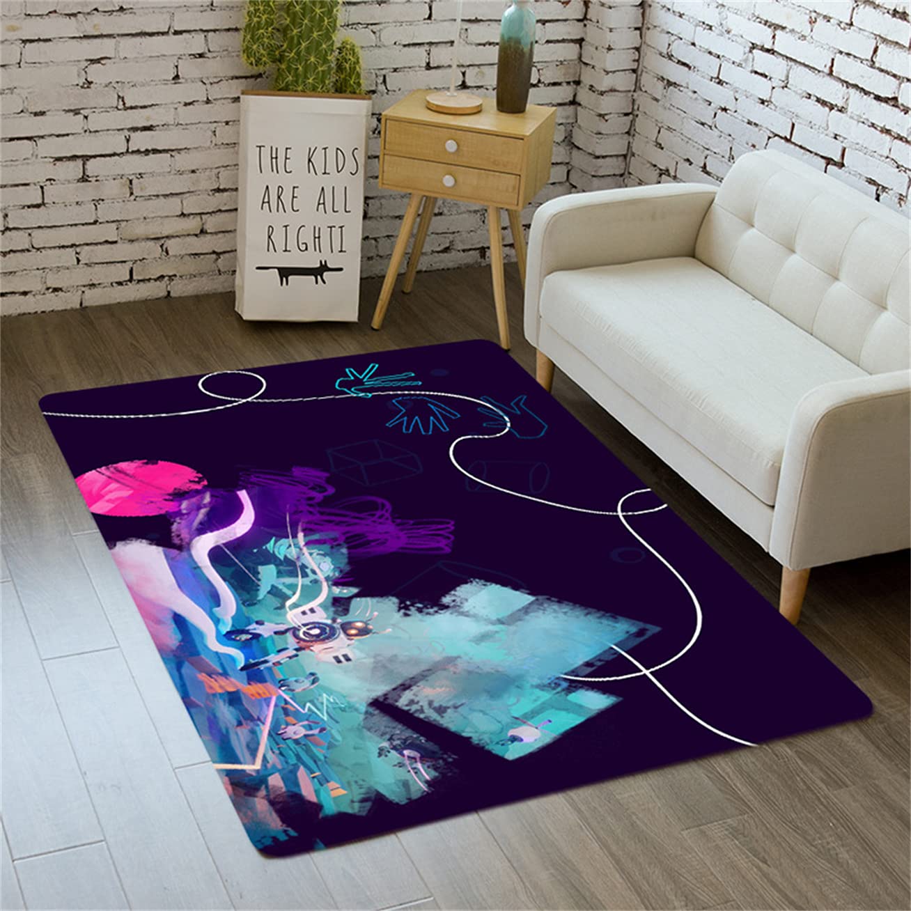 PEIHUODAN Tapis Chambre Ado Garcon Gamer Motif, Petit/Grand Tapis Chambre Adolescent Enfant Adulte Moderne Tapis Salon XXL Lavable Anti Derapant Tapis