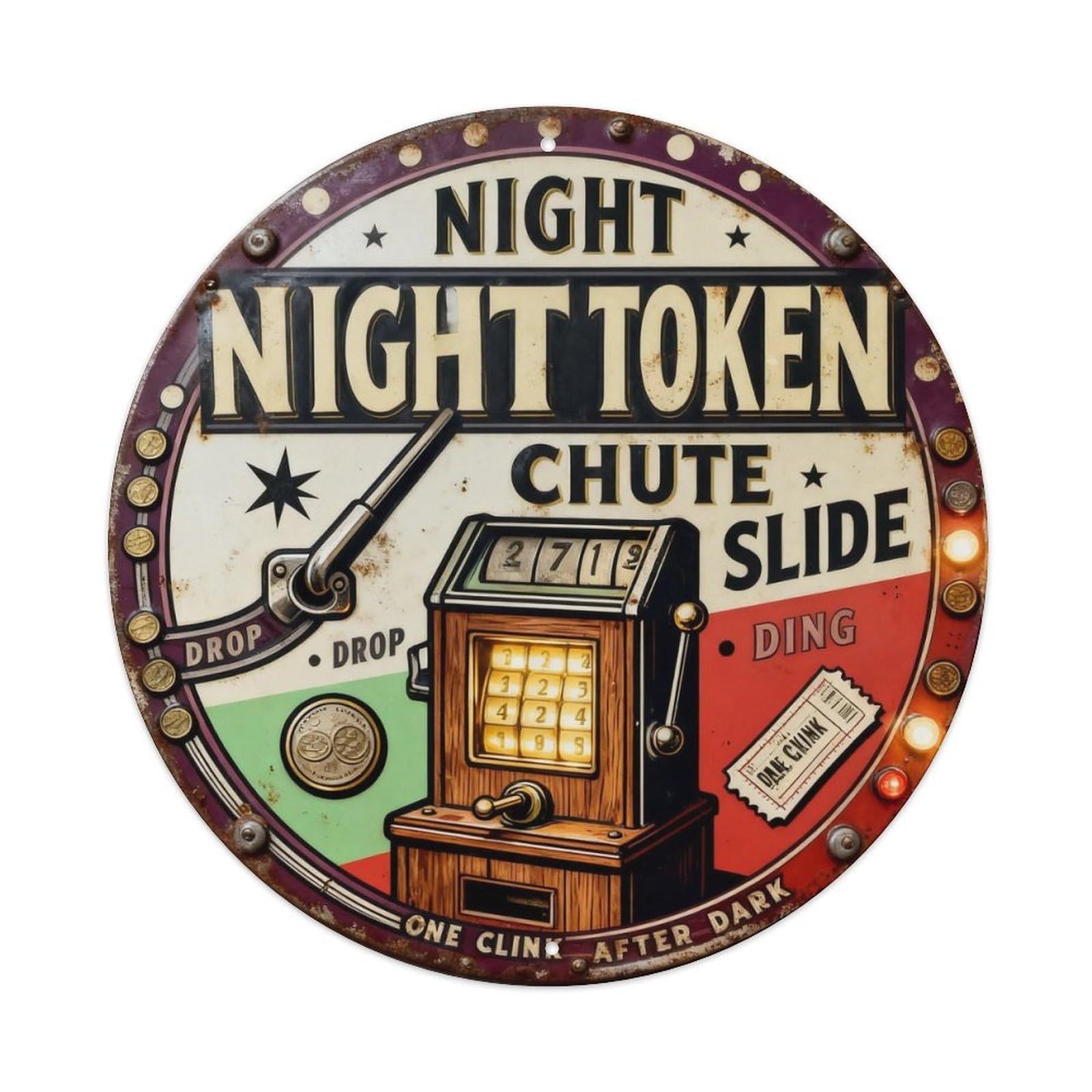 Night Token Chute Sign Metal Tin Sign Plaque