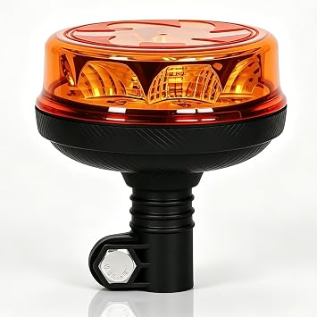 LED Amber Warning Beacon Light, 16LEDs 12/24V Orange Blinking Lamp 4 Flash & 2 Rotating Patterns for Agricultural Machines, Commercial Vehicle, School Bus, Tractor Excavators Truck