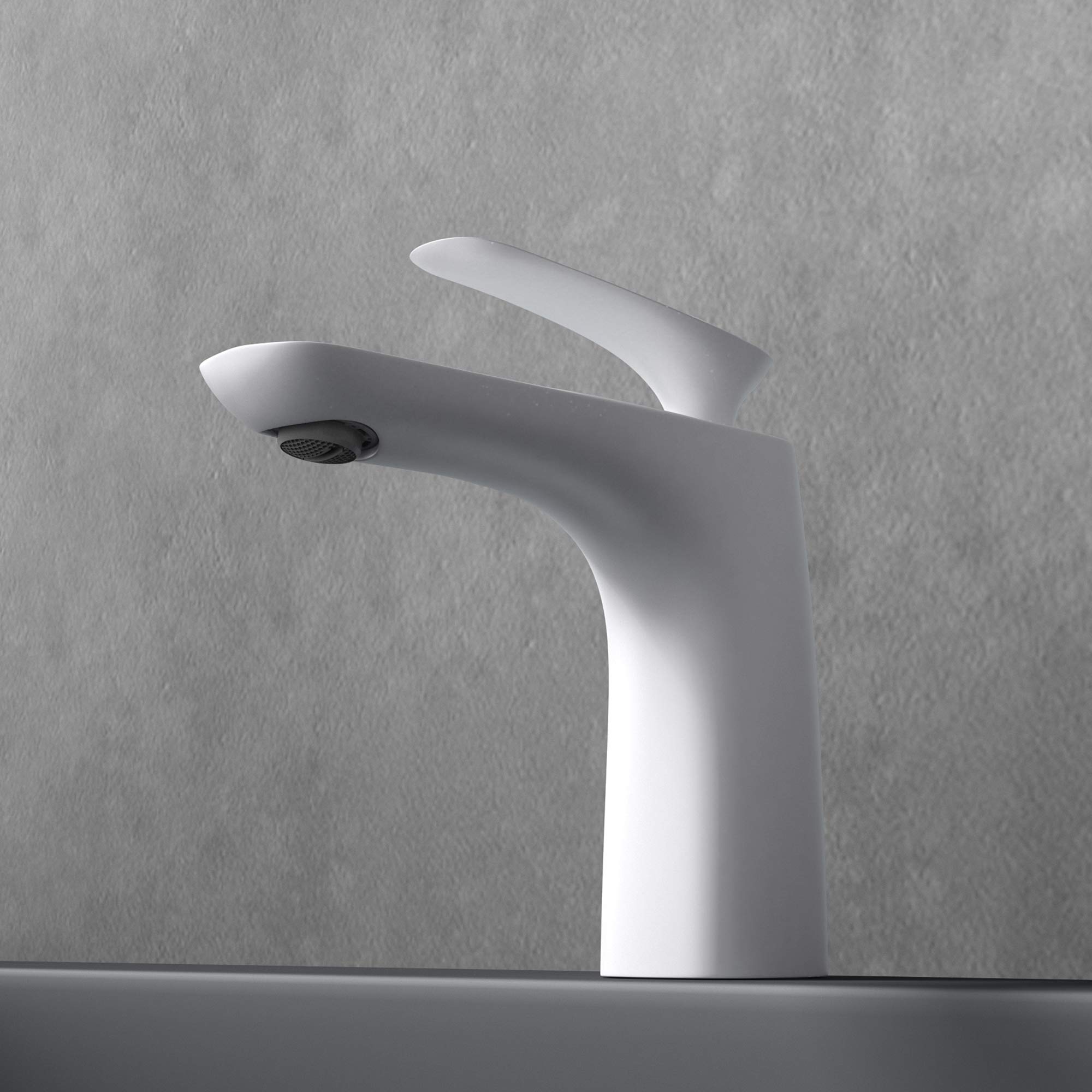 doporro Armatur Wasserhahn Bad Waschtischarmatur Weiß 16,5 cm hoch | Design Waschtischarmatur für Waschbecken | Waschbeckenarmatur Bad WAM-7201