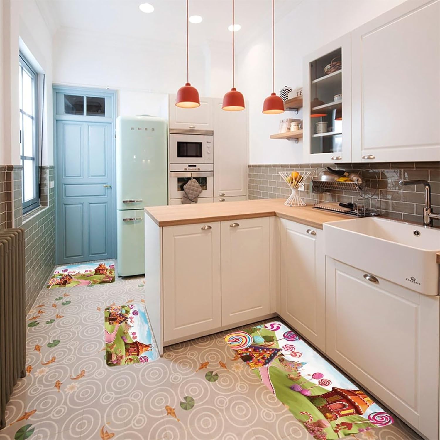 Candy Kitchen Mats for Floor 3 Pcs Kitchen Rugs