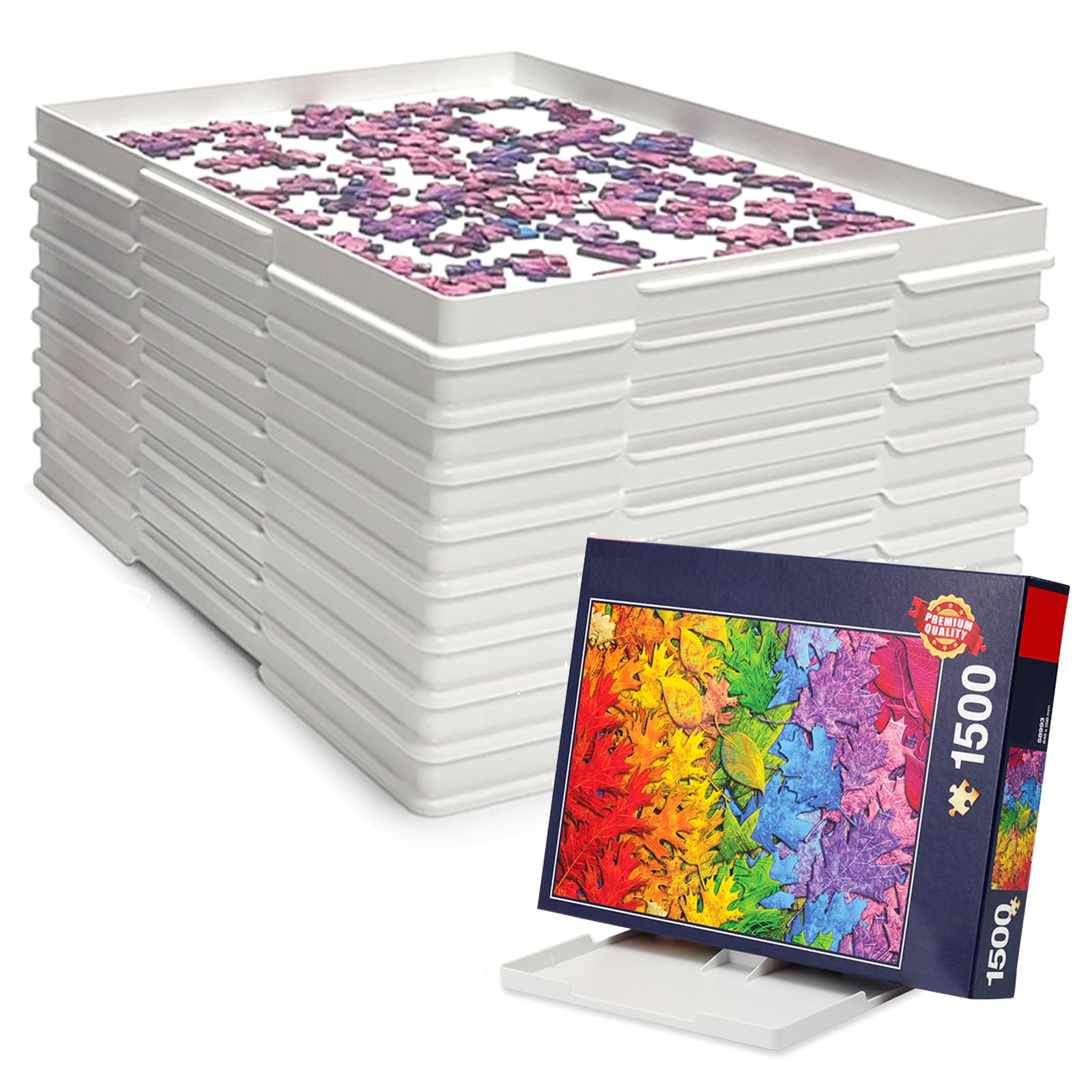 Becko Us Stackable Puzzle Sorting Trays
