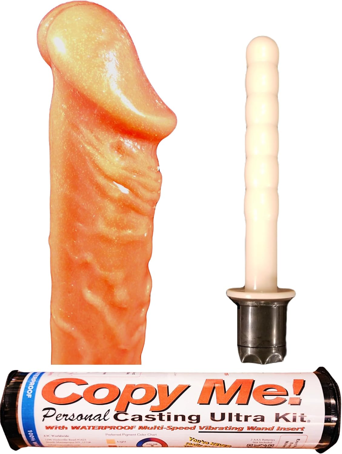 Penis Casting Kit, Medium Skin Tone with 5 inch Multi-Speed Vibrator Wand Insert, in-Home Dildo Maker Sex Toy by Copy Me! (Standard Kit - Copies Up to 7 Inches)