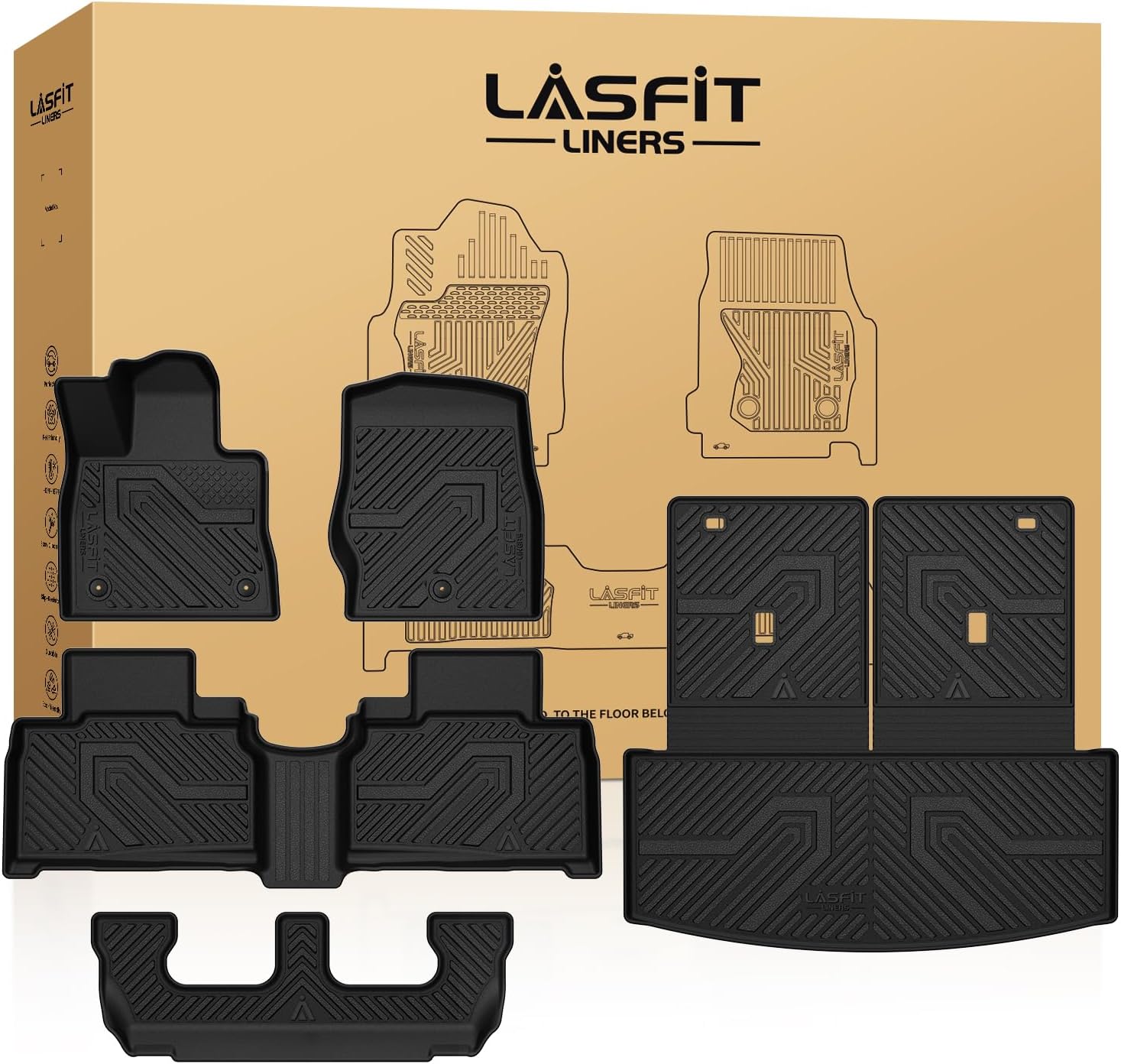 LASFIT Ford Explorer 2020-2025 7 Passenger Floor Mats & Cargo with Backrest Mat