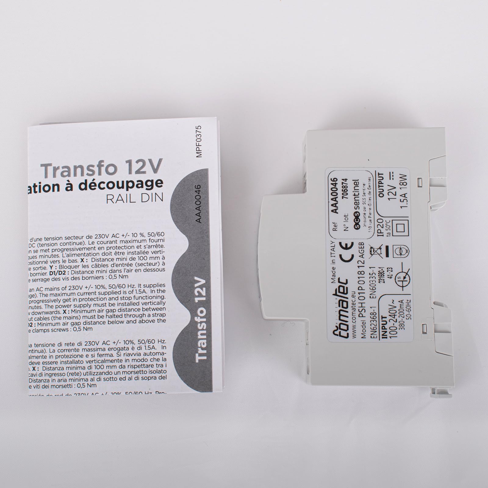 SCS Sentinel, AAA0046, Transformador de alimentación 12V, Fuente de alimentación conmutada carril DIN, Fuente de alimentación, Portero automático