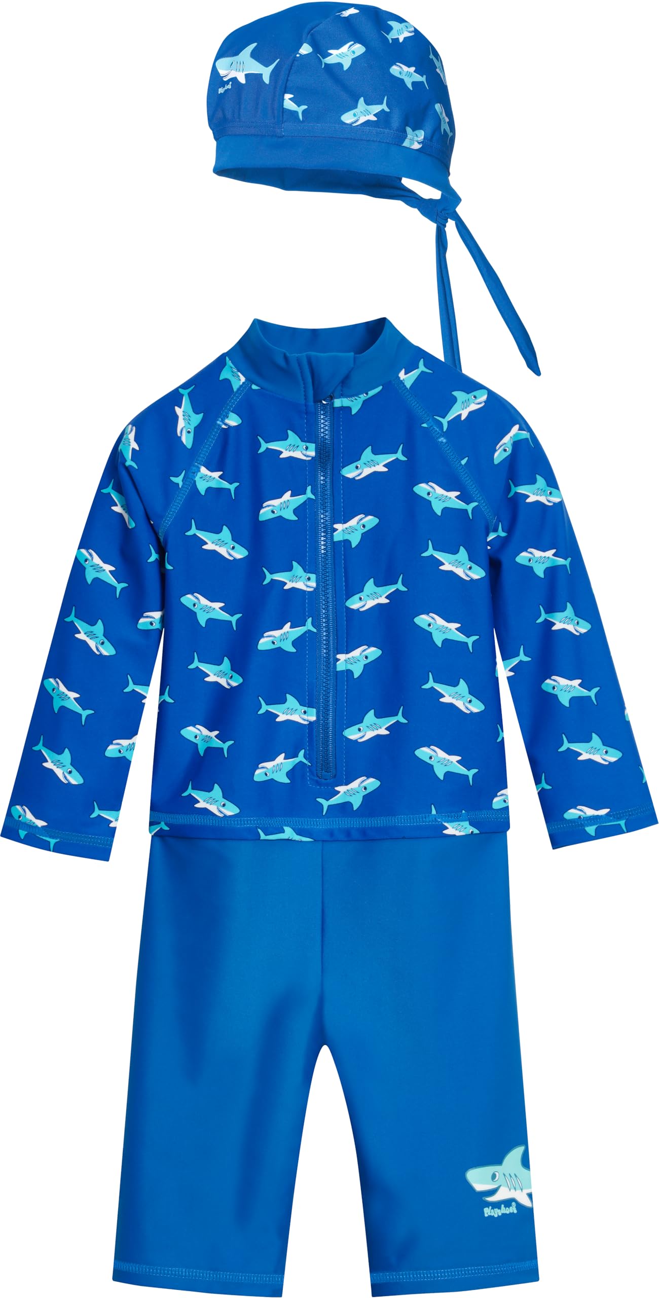 Playshoes Unisex Kinder Schwimmanzug mit Langen Ärmeln + Kopftuch Sonnenanzug (2er Pack)
