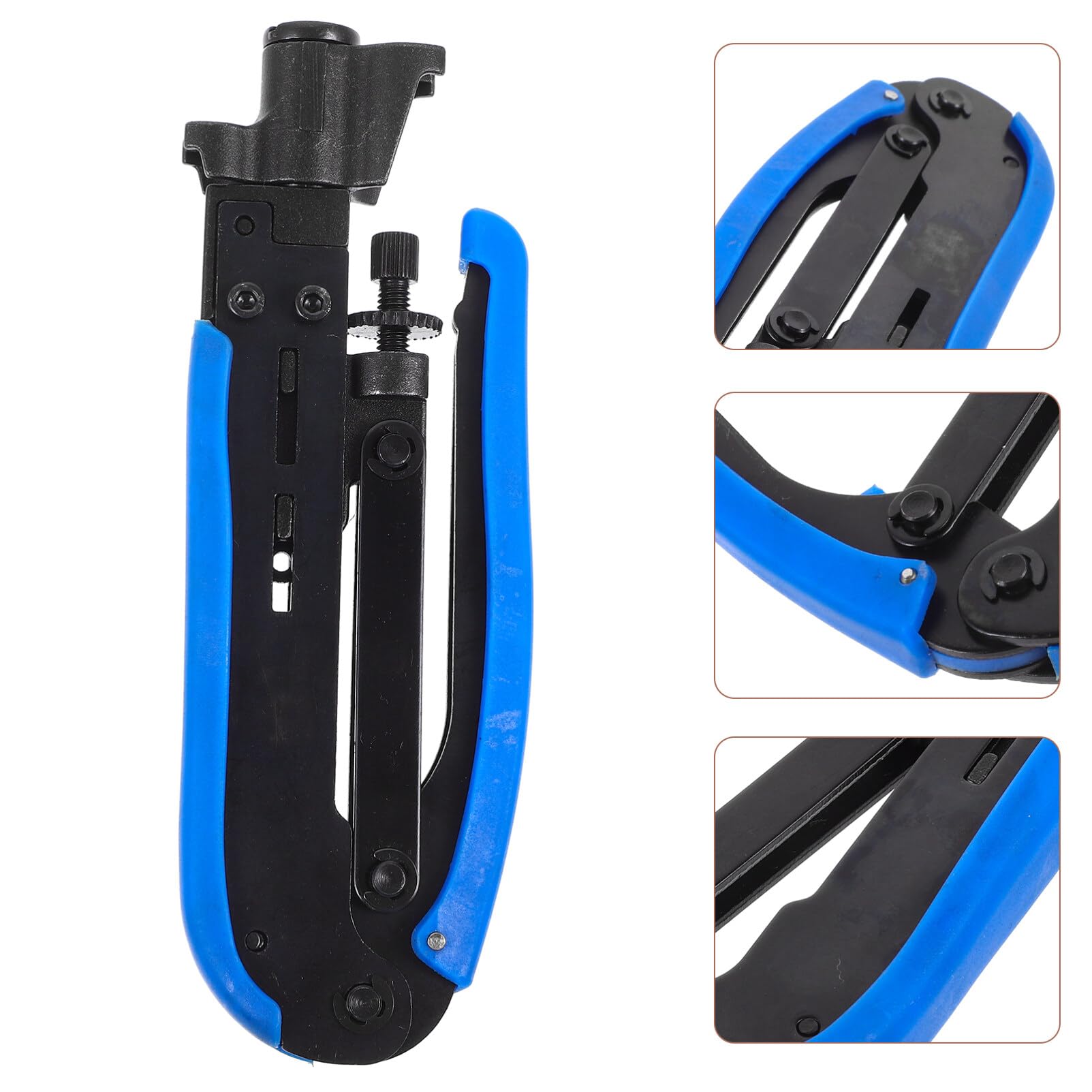 Pinza Crimpatrice Coassiale Multiuso per Cavi, Blu | Acciaio Inossidabile e Plastico, per Ufficio e Casa, Crimpatura Precisa F e Terminazione Reti