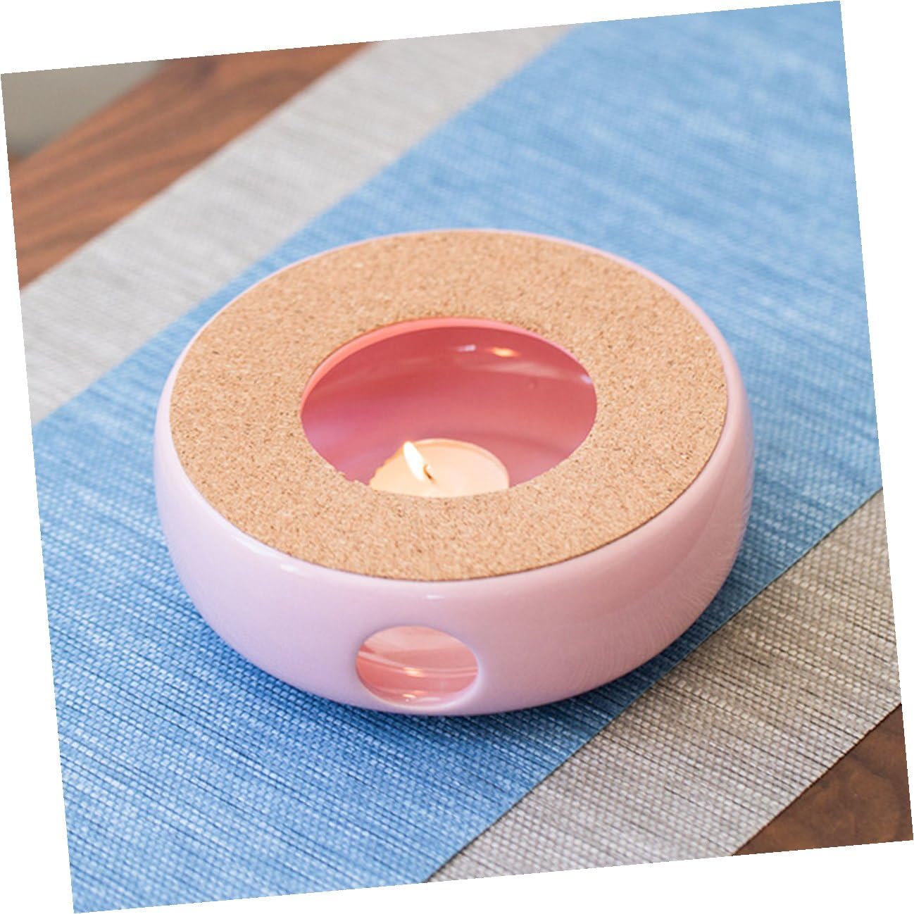 Ceramic Tea Heater Warmer for Teapots Compact Pink Porcelain Base with Stable Performance Multi-use Desktop Decoration and Clean Heating Stove for Home and Office