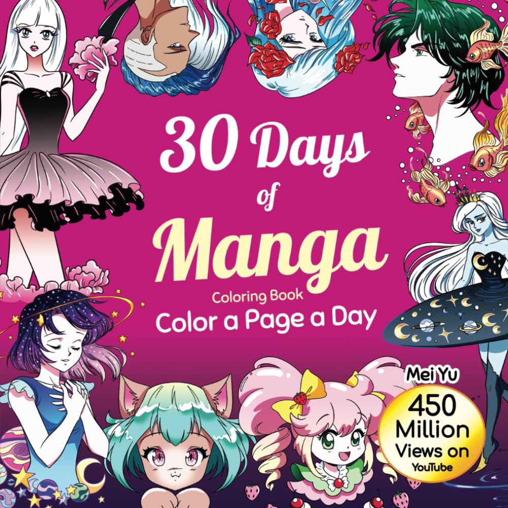 30 Days of Manga Coloring Book: Color a Page a Day (30 Days of Coloring)