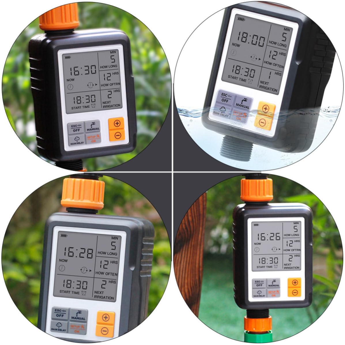 Timer Irrigazione Giardino Automatico Nero in Plastica, Ip65