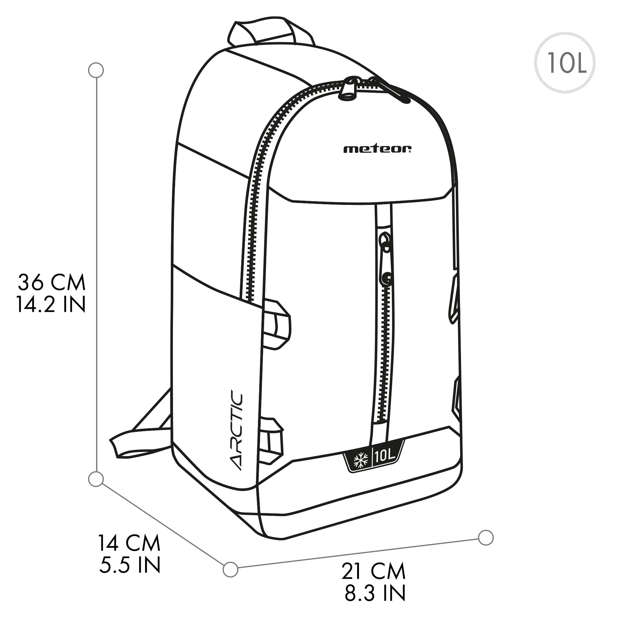 meteor Mochila Térmica Porta Alimentos para Picnic Playa Camping - Portatil Bolsa Aislamiento de Enfriamiento 10 L o 20 L Arctic
