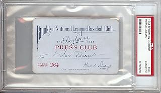 1944 Brooklyn Dodgers Unsigned Press Club Pass Rare Slabbed PSA