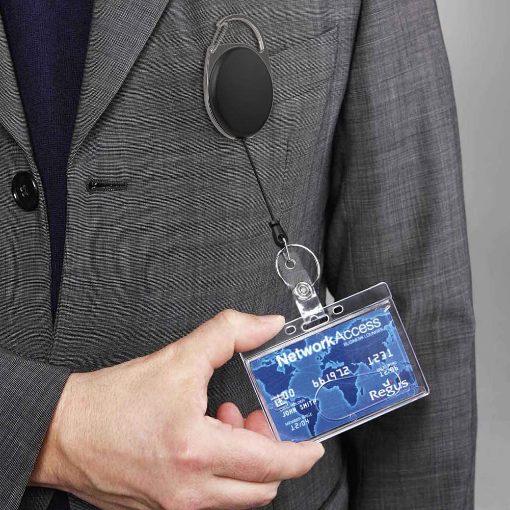 Vicloon Bobina per badge retrattile con clip, portachiavi resistente con bobina