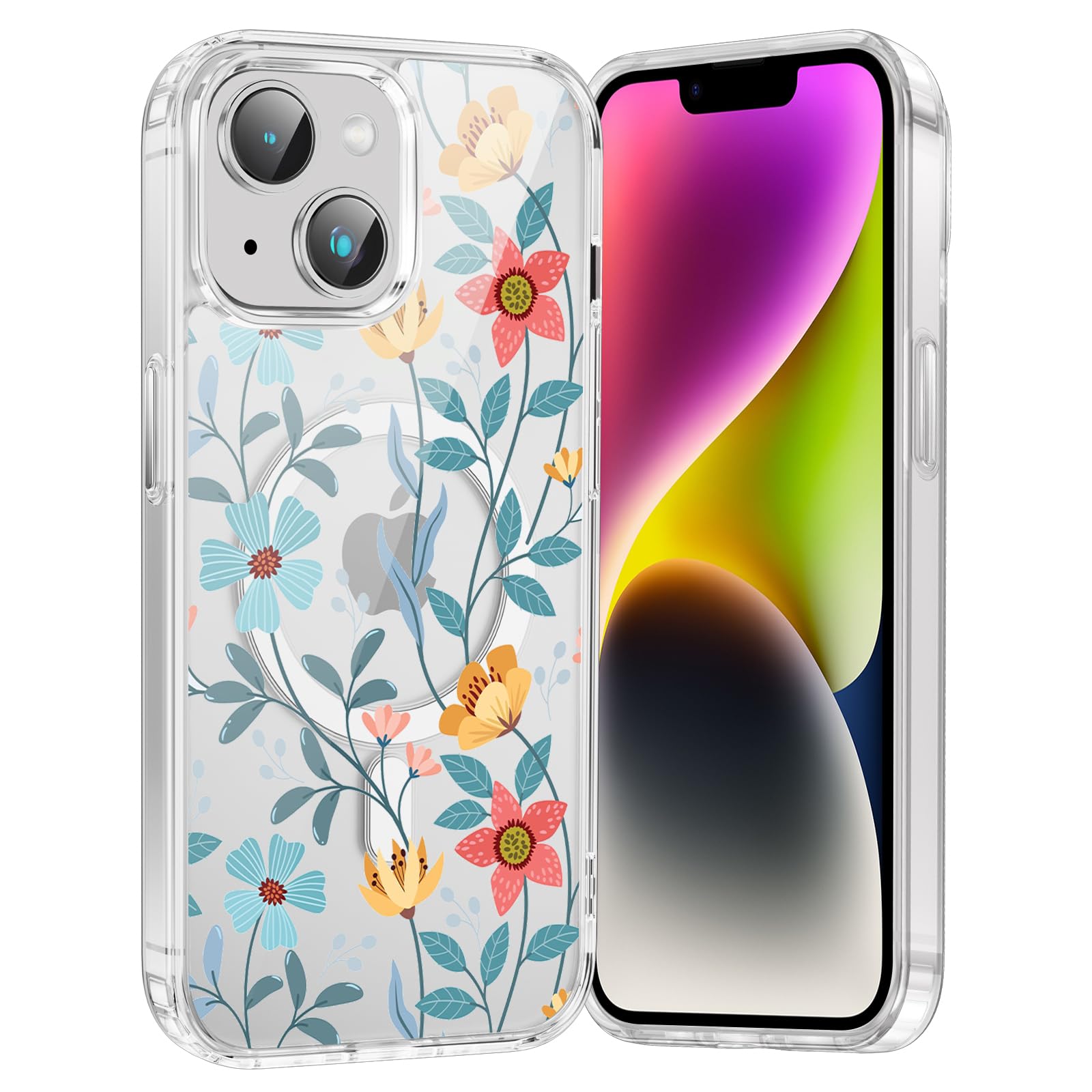 FLLAO Funda Para IPhone 14 Pro MAX, Compatible MagSafe, Con 2 Piezas Protector De Pantalla Cristal Templado, [Protección De Cámara] Magnética Carcasa Translúcida Mate Trasera Fina Antigolpes, Negro