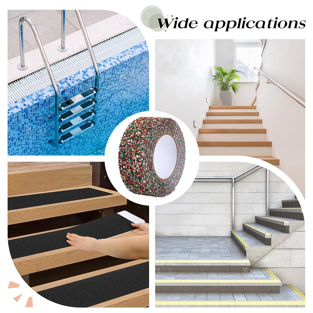 MAYJOYDIY 5.5 Yards Red PET Anti Slip Tape 2 Inch Self-Adhesive Non Skid Tape High Friction Tape Non-Slip Traction Grip Tape for Staircases Shower Stairs Pool Tubs Wet Areas