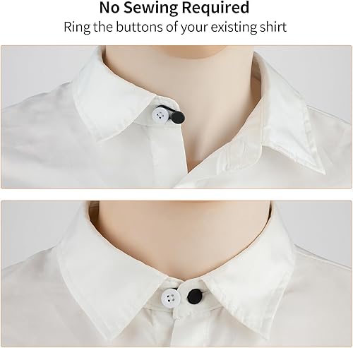 Miniatura 5 de 12 extensores de cuello con botón de maravilla de 4 colores para ampliar la longitud para hombres y mujeres camisas de vestir (negro, blanco, azul,